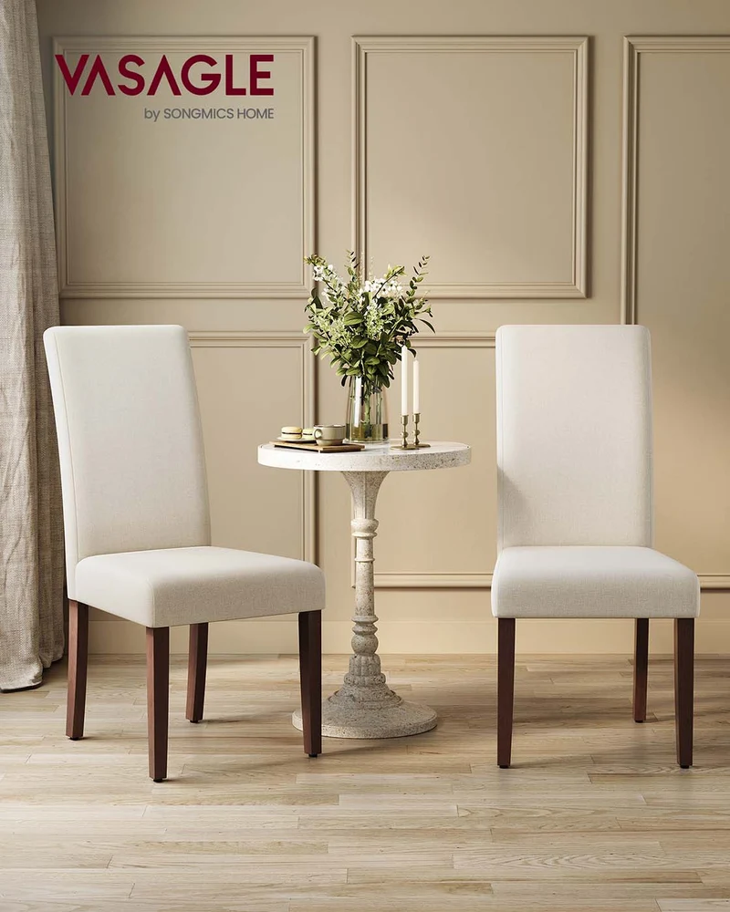 Esszimmerstühle, 2er-Set – Gepolsterter Sitz – Holzbeine – Ergonomische Rückenlehne – Klassisches Design