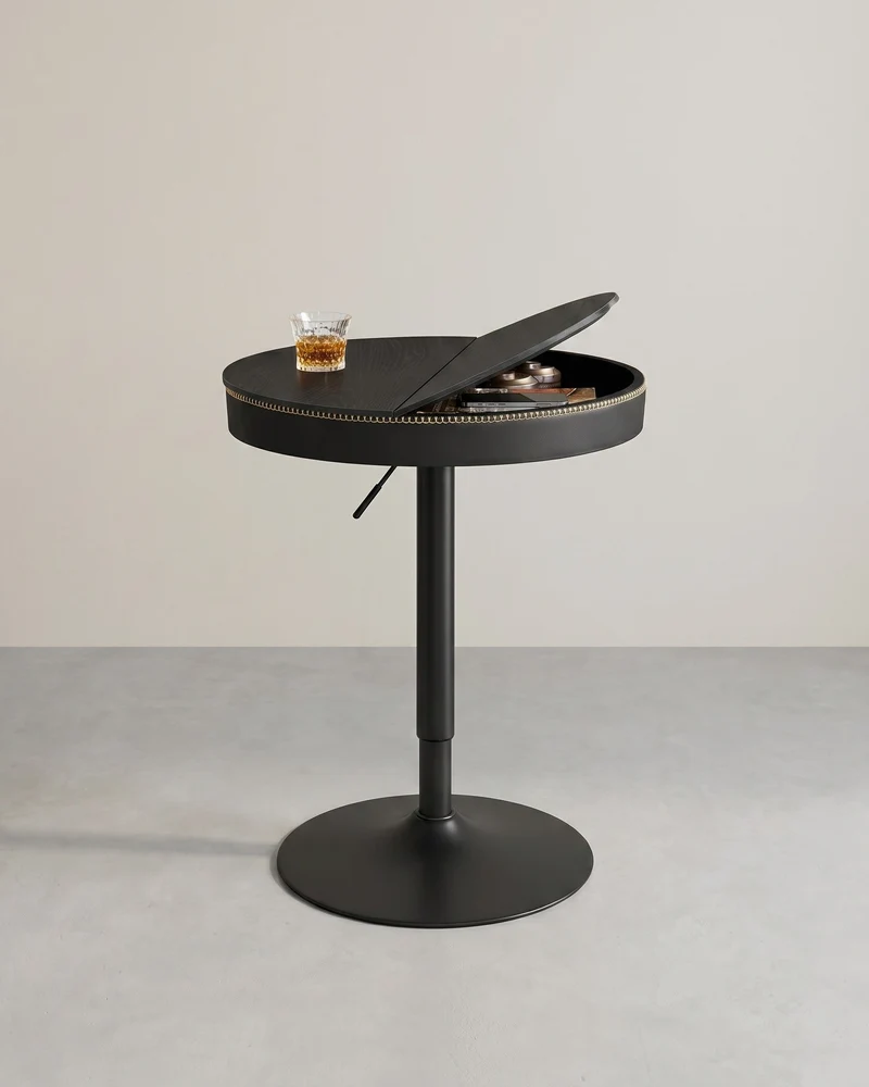 Stehtisch mit Stauraum - Höhenverstellbar (83-105 cm) - Runder Designtisch