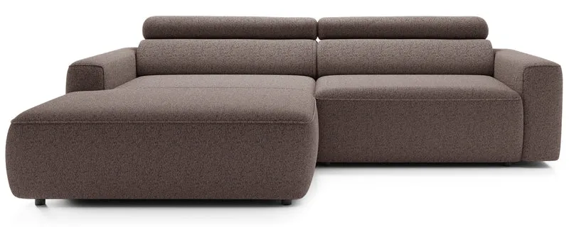 Ecksofa mit elektrischem Auszug Fando, L-förmig, linksseitig, hellbraunes Geflecht