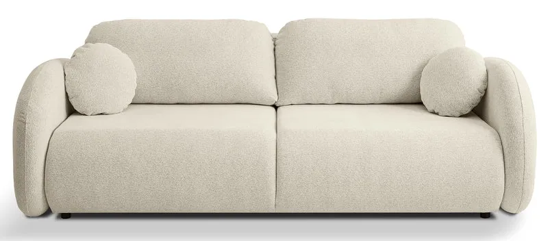 Dreisitziges ausklappbares Sofa Ovally mit Stauraum, beige Chenille