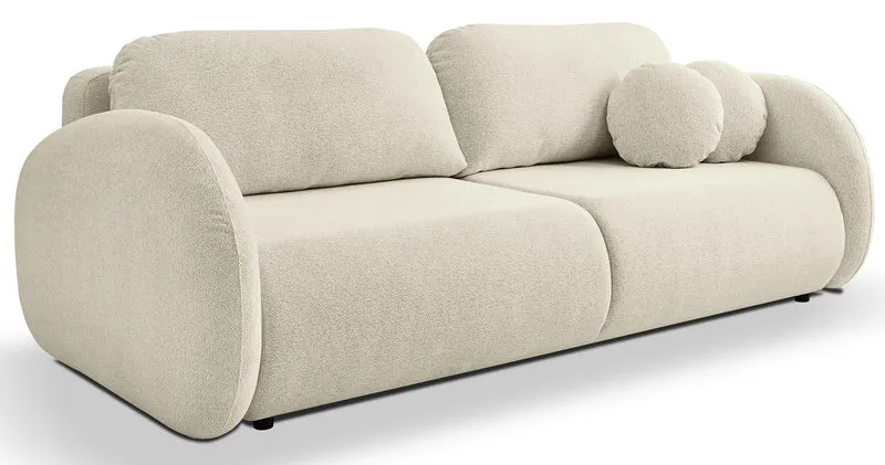 Dreisitziges ausklappbares Sofa Ovally mit Stauraum, beige Chenille