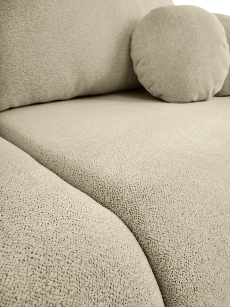 Dreisitziges ausklappbares Sofa Ovally mit Stauraum, beige Chenille