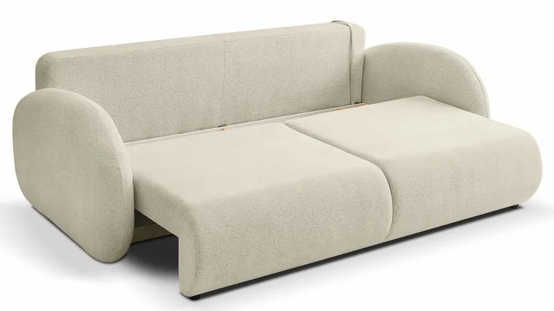 Dreisitziges ausklappbares Sofa Ovally mit Stauraum, beige Chenille