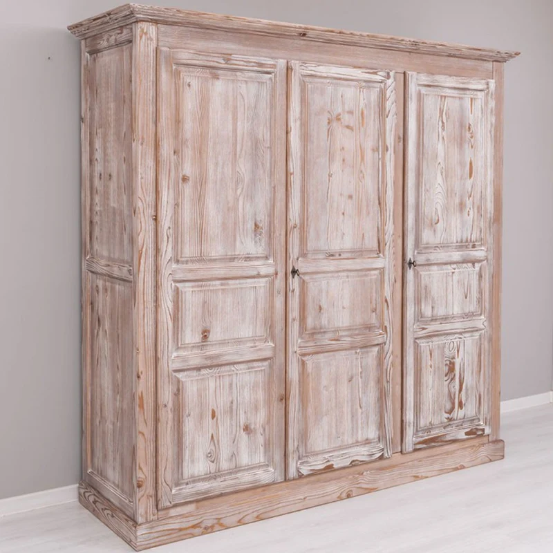 Casa Padrino Landhausstil Schlafzimmer Schrank Antik Naturfarben 212 cm - Schlafzimmer Möbel