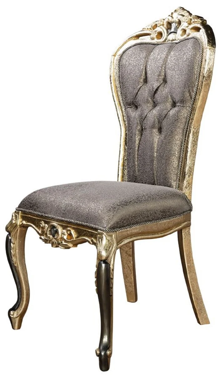 Casa Padrino Luxus Barock Esszimmer Stuhl 6er Set Lila / Antik Gold / Schwarz - Handgefertigte Barockstil Küchen Stühle - Luxus Barockstil Esszimmer Möbel - Barock Esszimmer Möbel