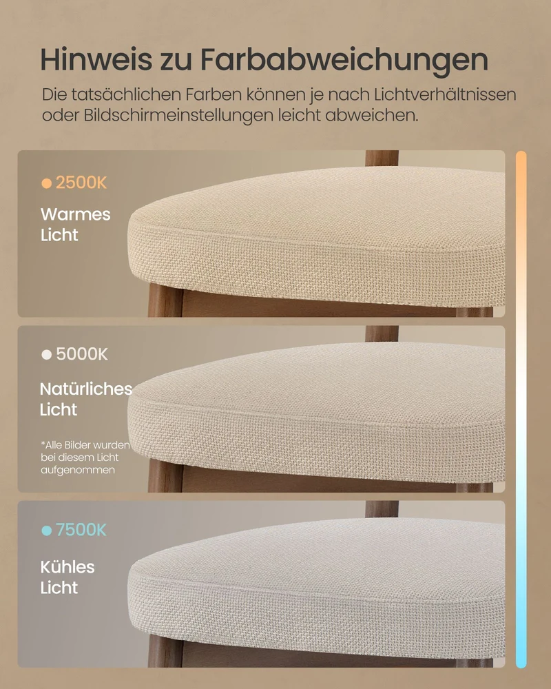 2er-Set Barhocker Mit Rückenlehne - Leinenoptik Mit Massiven Holzbeinen - Japandi