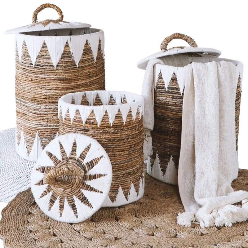 Natur Korb RUSH 45cm rund Binsen geflochten natural Handmade