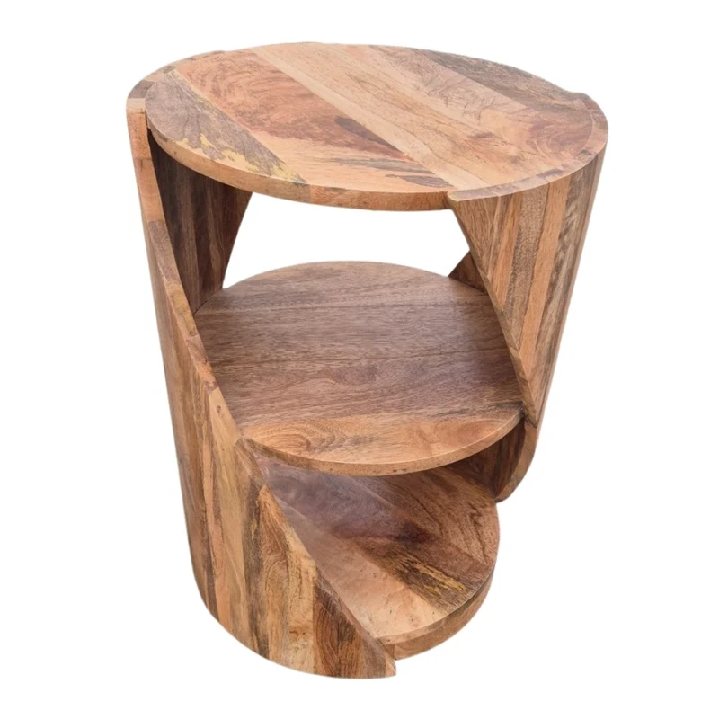 Massivholz Beistelltisch KITAR-D 55cm Mangoholz natural Handmade