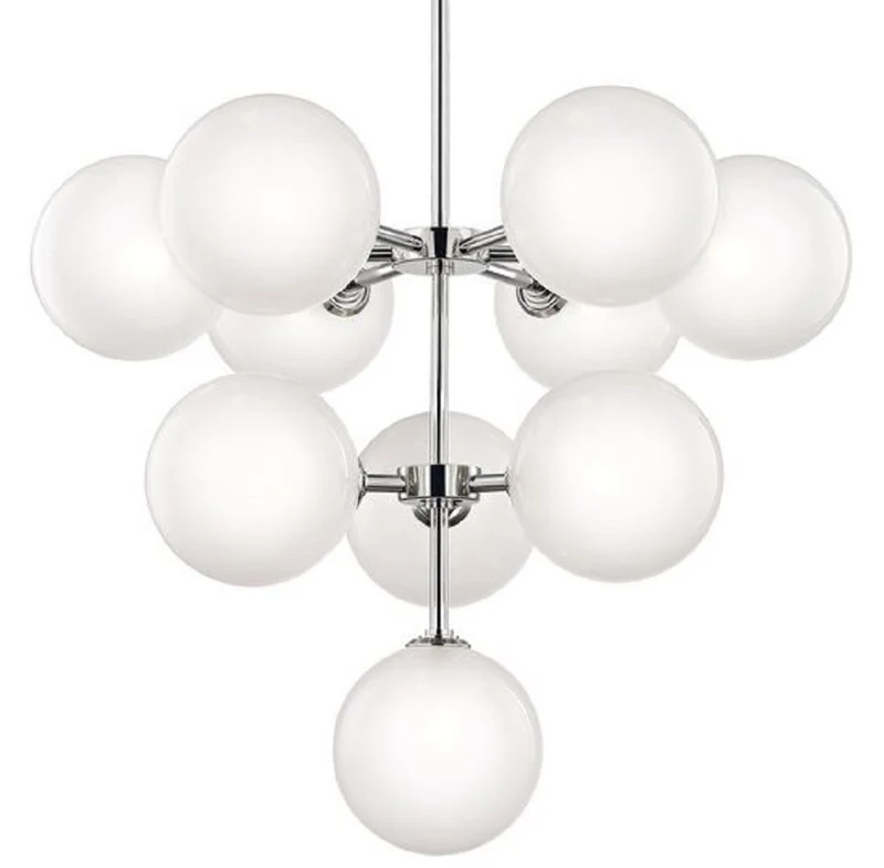 Casa Padrino Luxus LED Kronleuchter Silber Ø 75,6 x H. 63,5 cm - Kronleuchter mit kugelförmigen Lampenschirmen - Luxus Qualität