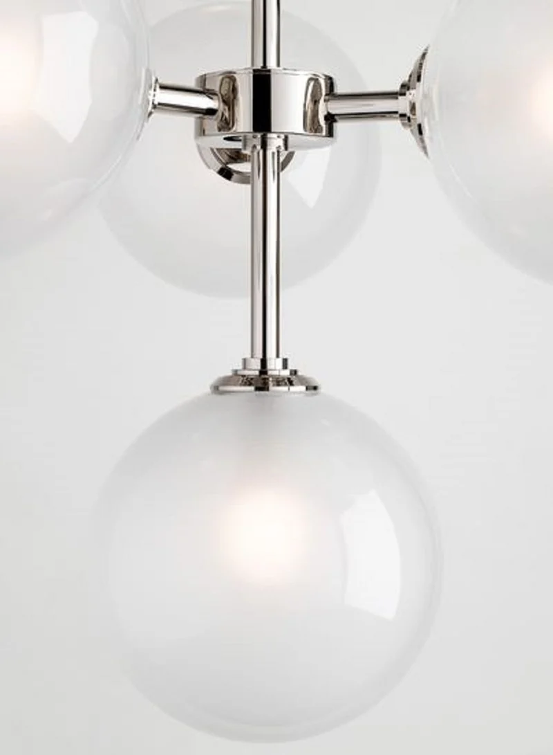 Casa Padrino Luxus LED Kronleuchter Silber Ø 75,6 x H. 63,5 cm - Kronleuchter mit kugelförmigen Lampenschirmen - Luxus Qualität