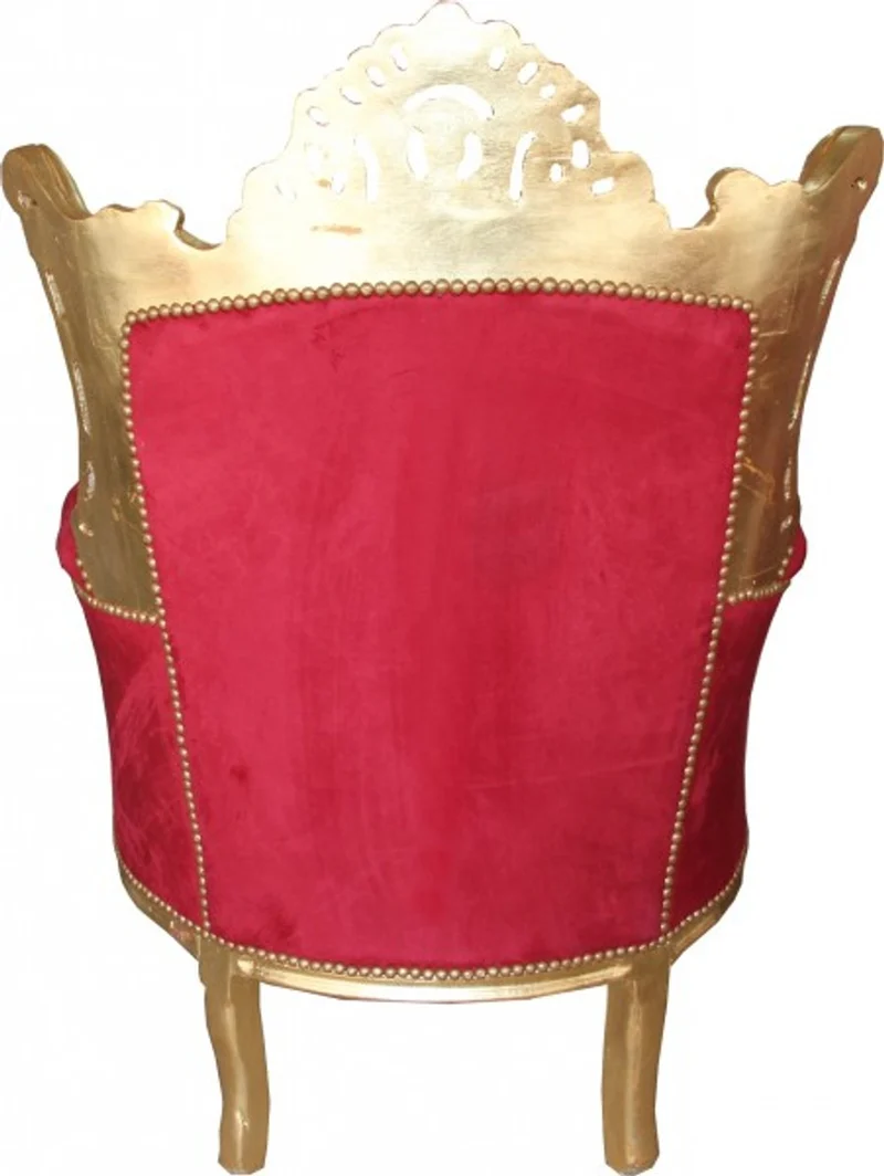 Casa Padrino Barock Sessel Al Capone im Antik Stil Bordeaux / Gold, Höhe 128 cm, Breite 90 cm, Tiefe 80 cm