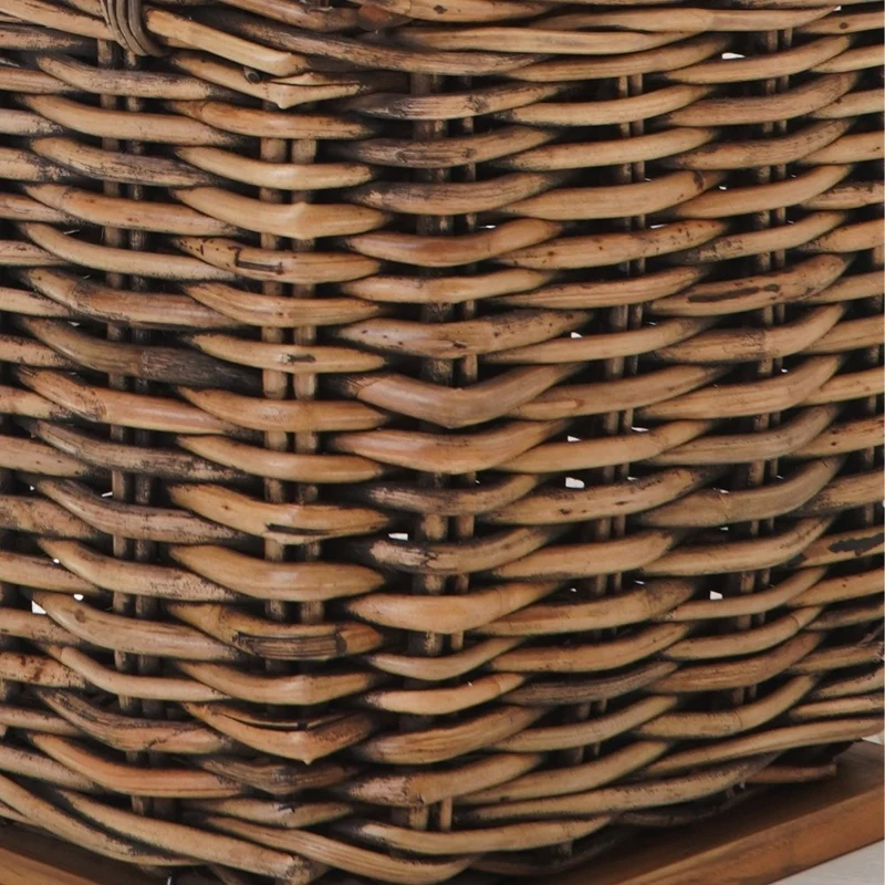 Dickes CL Rattan Korb CESTINO braun ca.50cm Teakbodenplatte