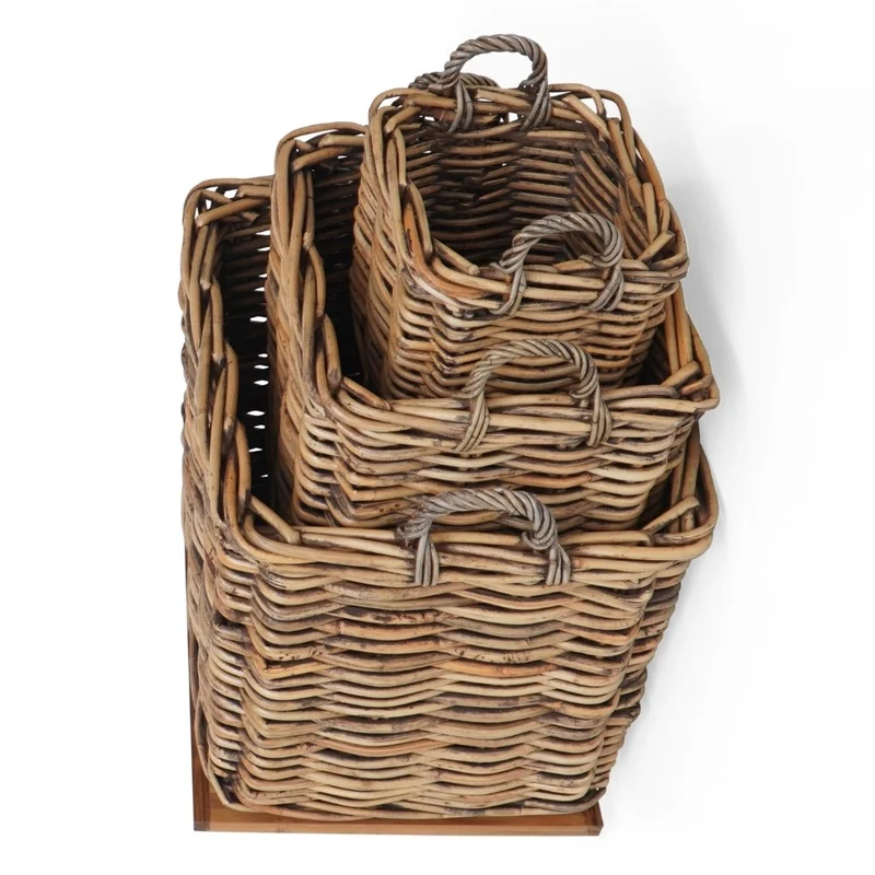 Dickes CL Rattan Korb CESTINO braun ca.85cm Teakbodenplatte