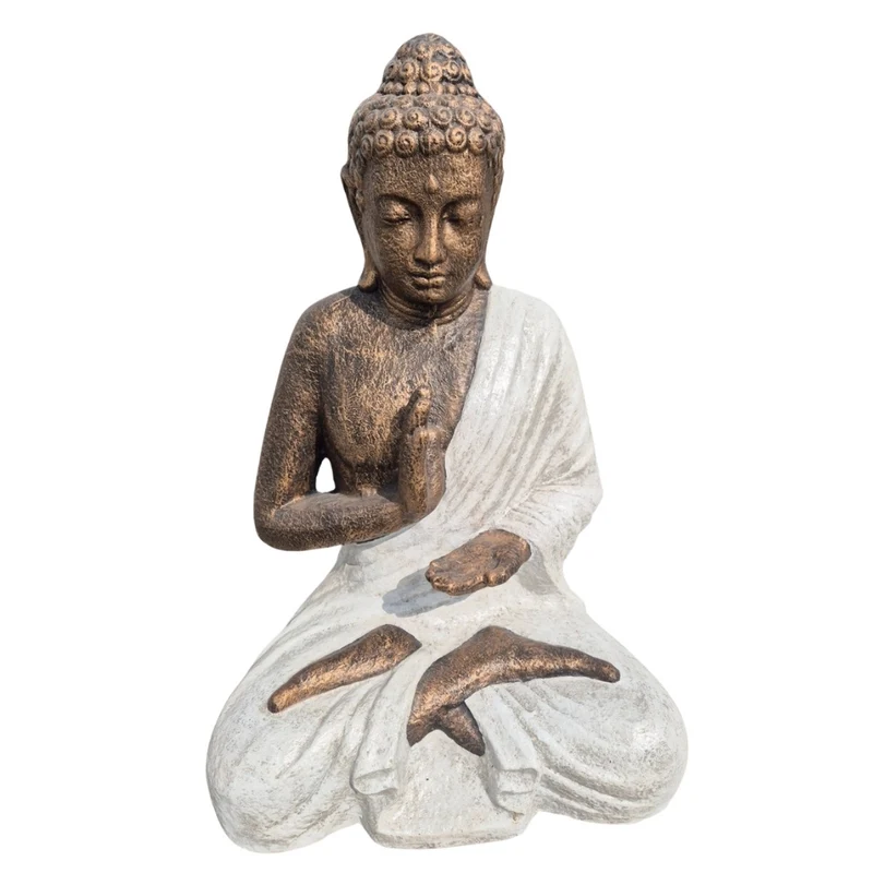 Dekorative Figur BUDDHA PROTECT 80cm weiss-gold Garten Indoor