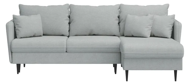 Ecksofa mit Schlaffunktion Volio L-förmig grau Chenille schwarze Beine