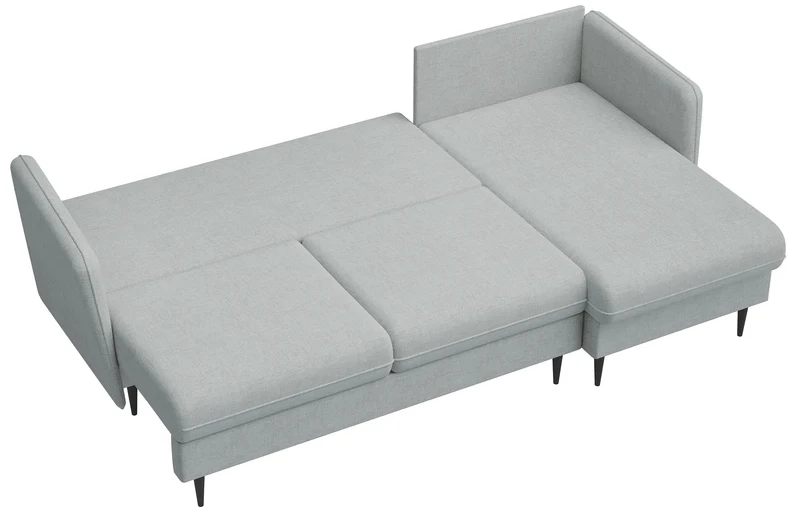 Ecksofa mit Schlaffunktion Volio L-förmig grau Chenille schwarze Beine