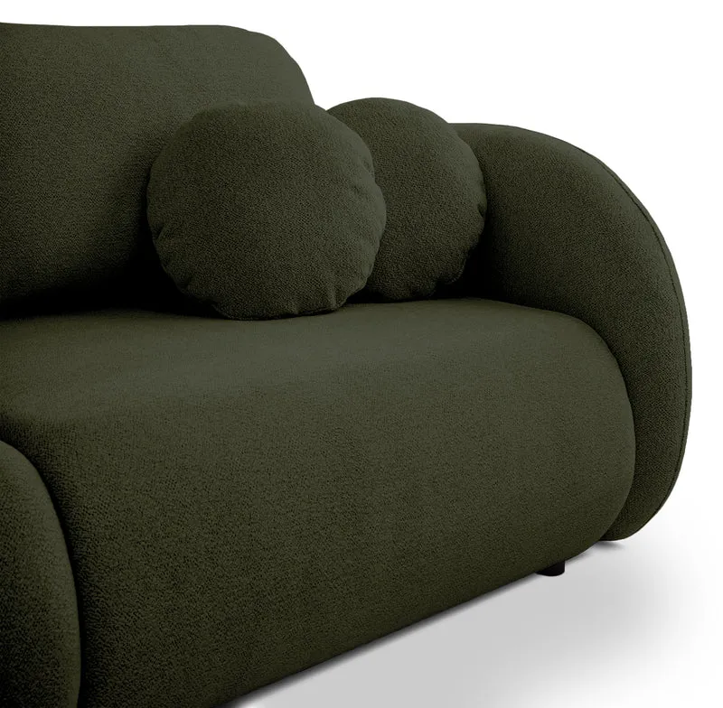 Dreisitziges ausklappbares Sofa Ovally mit Stauraum, olivgrüner Chenille