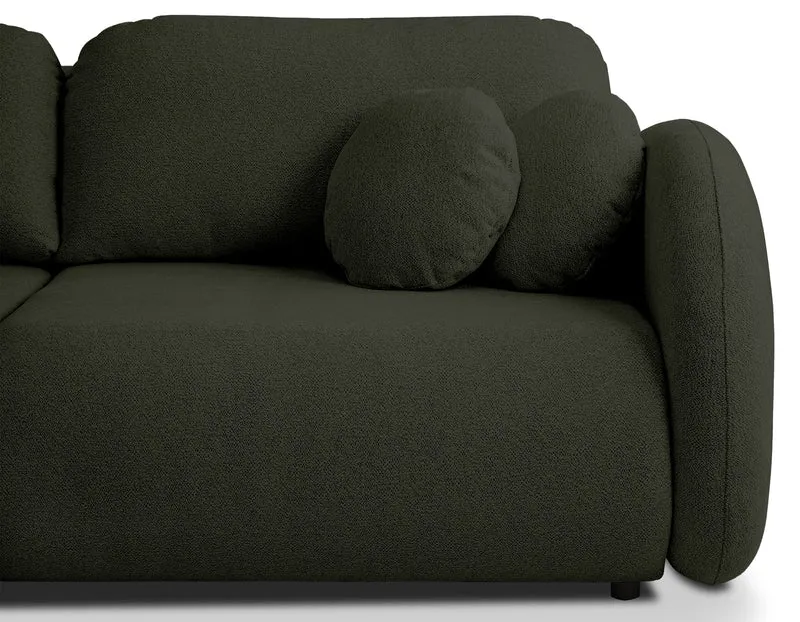 Dreisitziges ausklappbares Sofa Ovally mit Stauraum, olivgrüner Chenille