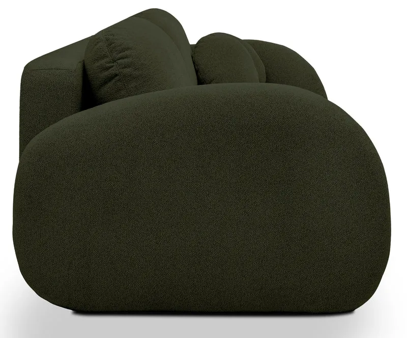 Dreisitziges ausklappbares Sofa Ovally mit Stauraum, olivgrüner Chenille