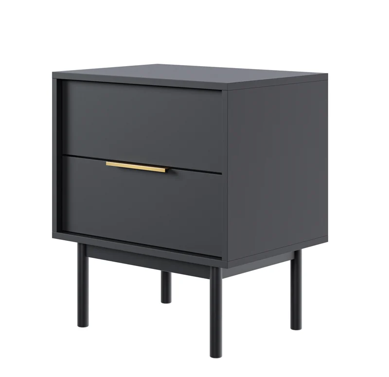 Viviaro Nachttisch mit zwei Schubladen 54 cm Schwarz