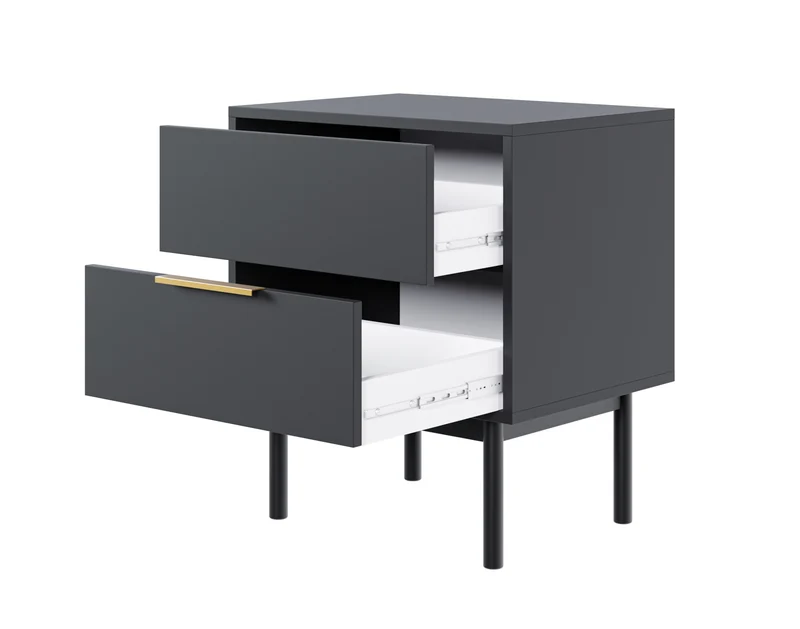 Viviaro Nachttisch mit zwei Schubladen 54 cm Schwarz