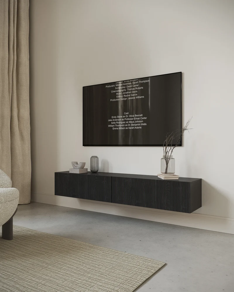 Hängender TV-Schrank Nolie 175 cm Portland Esche Schwarz