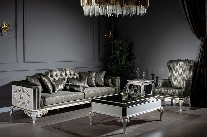 Casa Padrino Luxus Barock Ohrensessel Grün / Weiß / Gold 77 x 85 x H. 113 cm - Wohnzimmer Sessel mit elegantem Muster - Barock Wohnzimmer Möbel