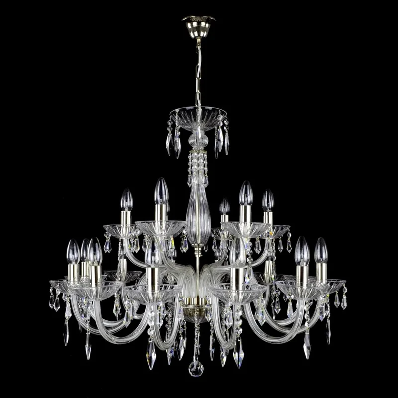 Casa Padrino Luxus Barock Kristall Kronleuchter Silber Ø 78 x H. 72 cm - Prunkvolle Messing Kronleuchter mit böhmischem Kristallglas - Barock Möbel - Edel & Prunkvoll