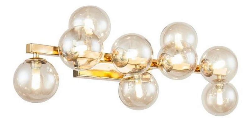 Casa Padrino Designer Wandleuchte Gold / Bernsteinfarben 66 x 23 x H. 24 cm - Moderne Wohnzimmer Lampe