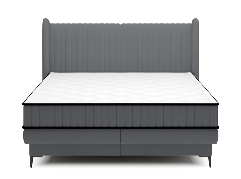 Kontinentales Bett 140x200 cm Daliano mit Stauraum, dunkelgrauer Samt