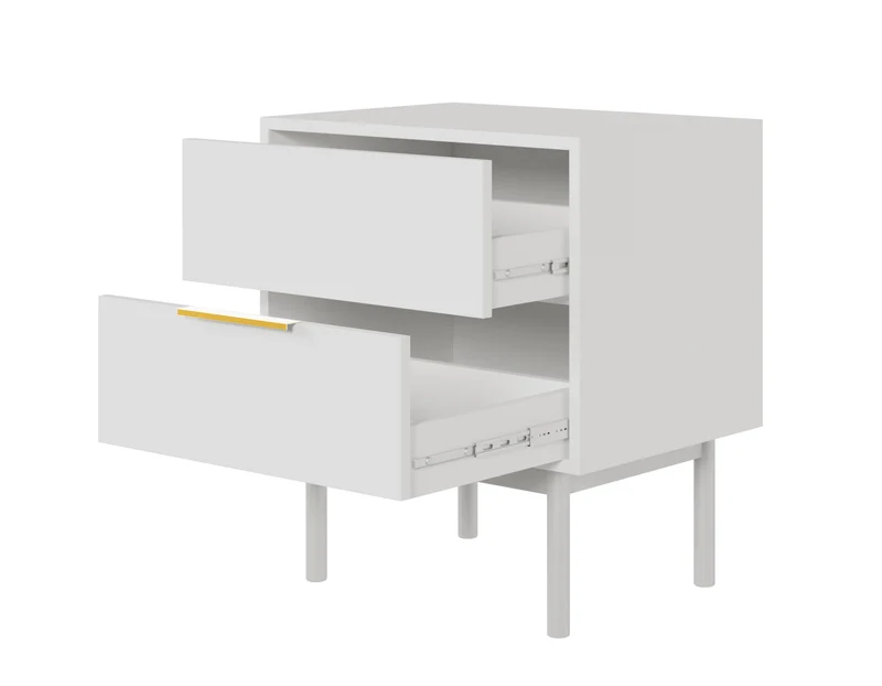 Viviaro Nachttisch mit zwei Schubladen 54 cm Weiß