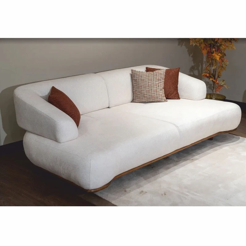 Casa Padrino Luxus Sofa mit verstellbaren Rückenlehnen Weiß / Braun 240 cm - Luxus Möbel