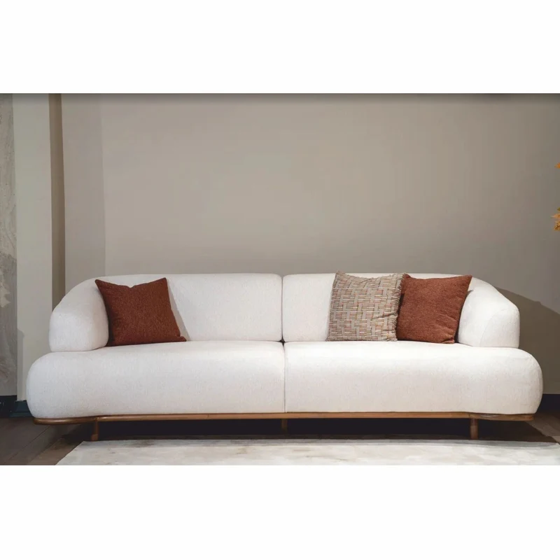Casa Padrino Luxus Sofa mit verstellbaren Rückenlehnen Weiß / Braun 240 cm - Luxus Möbel