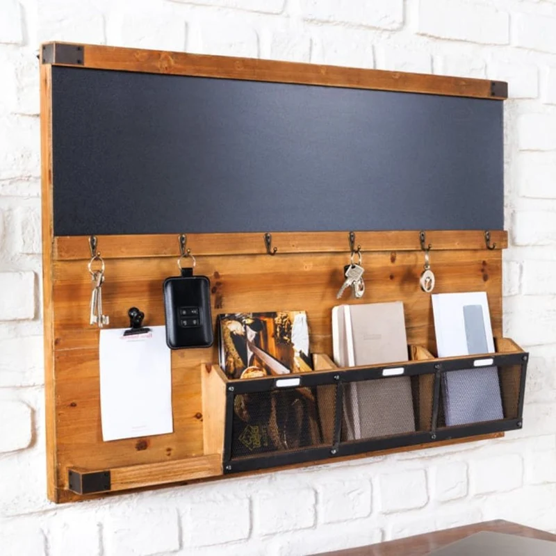 Alltagshelfer Wandboard MURAL 80cm Pinie Kreidetafel Haken