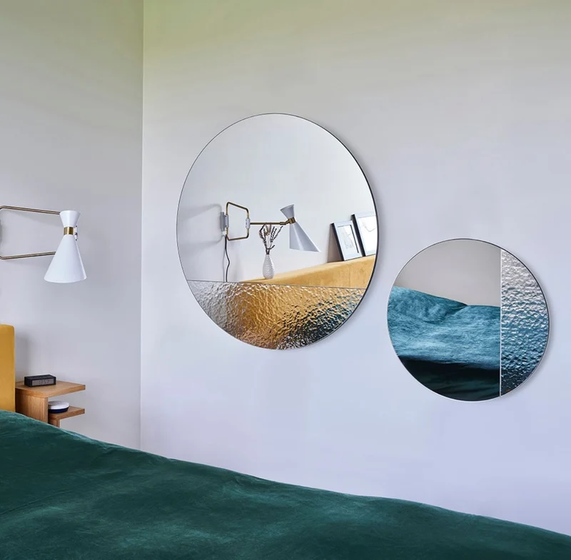Casa Padrino Luxus Wandspiegel Ø 96 cm - Runder Spiegel mit strukturierter Oberfläche - Wohnzimmer Spiegel - Garderoben Spiegel - Luxus Qualität