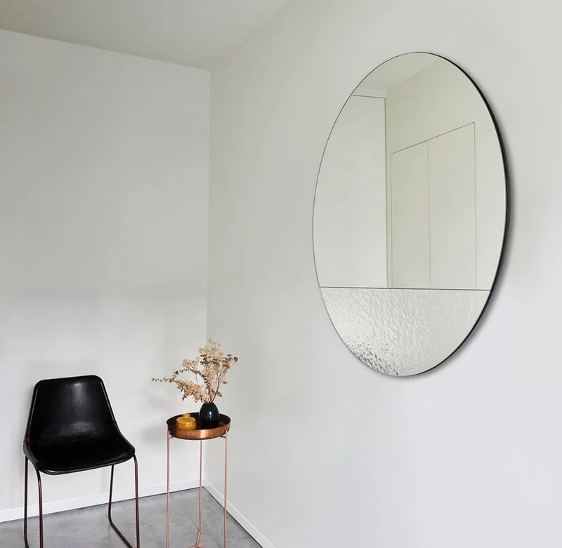 Casa Padrino Luxus Wandspiegel Ø 96 cm - Runder Spiegel mit strukturierter Oberfläche - Wohnzimmer Spiegel - Garderoben Spiegel - Luxus Qualität