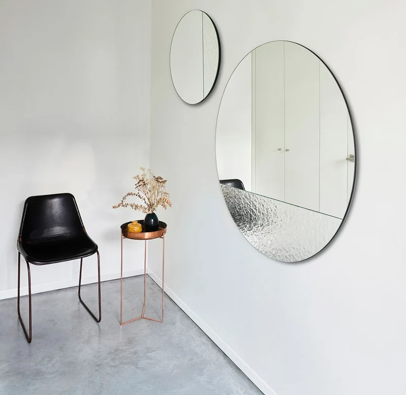 Casa Padrino Luxus Wandspiegel Ø 96 cm - Runder Spiegel mit strukturierter Oberfläche - Wohnzimmer Spiegel - Garderoben Spiegel - Luxus Qualität