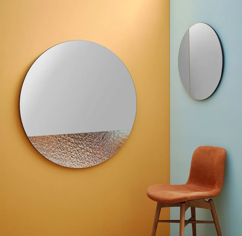 Casa Padrino Luxus Wandspiegel Ø 96 cm - Runder Spiegel mit strukturierter Oberfläche - Wohnzimmer Spiegel - Garderoben Spiegel - Luxus Qualität