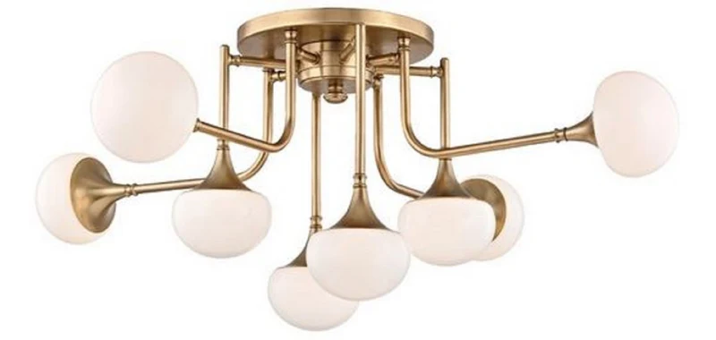 Casa Padrino Luxus LED Deckenleuchte Antik Messingfarben / Weiß Ø 92,7 x H. 36,8 cm - Deckenlampe mit kugelförmigen Glas Lampenschirmen - Luxus Qualität