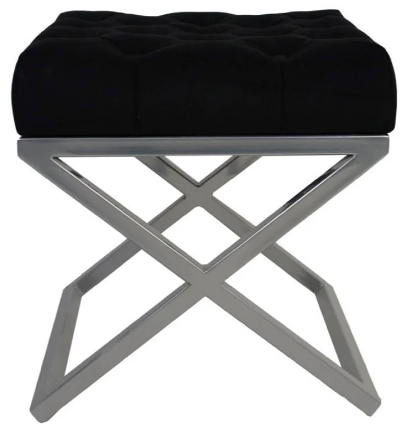 Casa Padrino Luxus Hocker / Kreuzhocker 45 x 45 x H. 47 cm - Verschiedene Farben - Chesterfield Sitzhocker