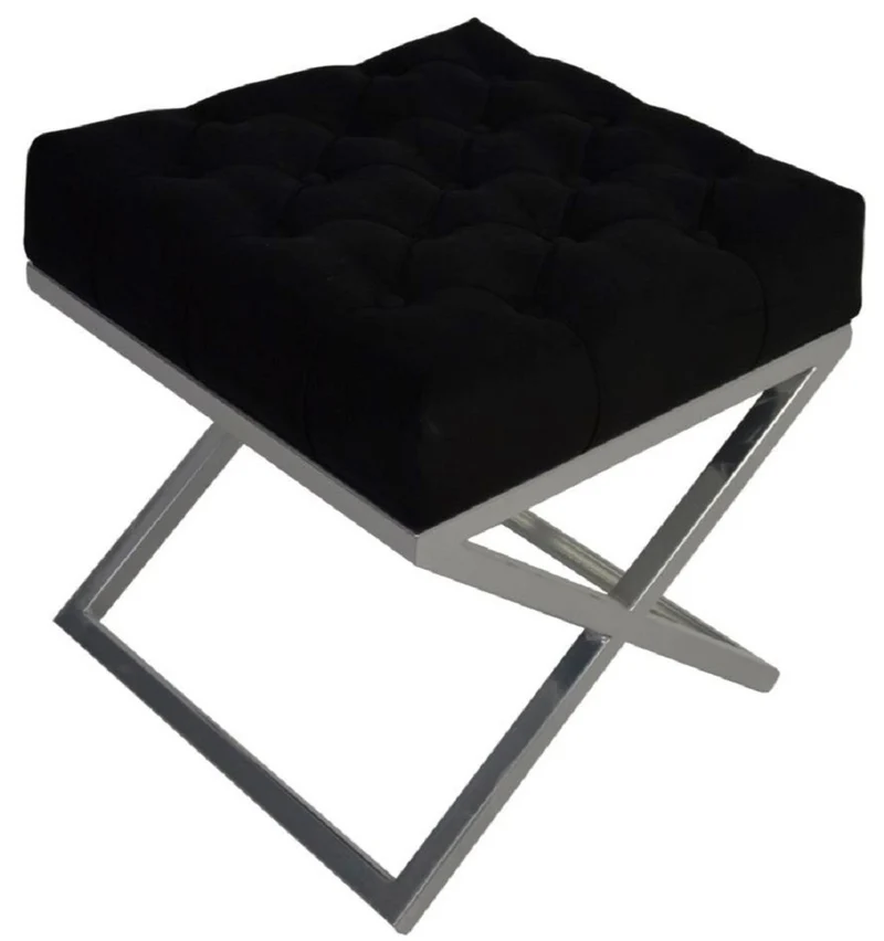Casa Padrino Luxus Hocker / Kreuzhocker 45 x 45 x H. 47 cm - Verschiedene Farben - Chesterfield Sitzhocker