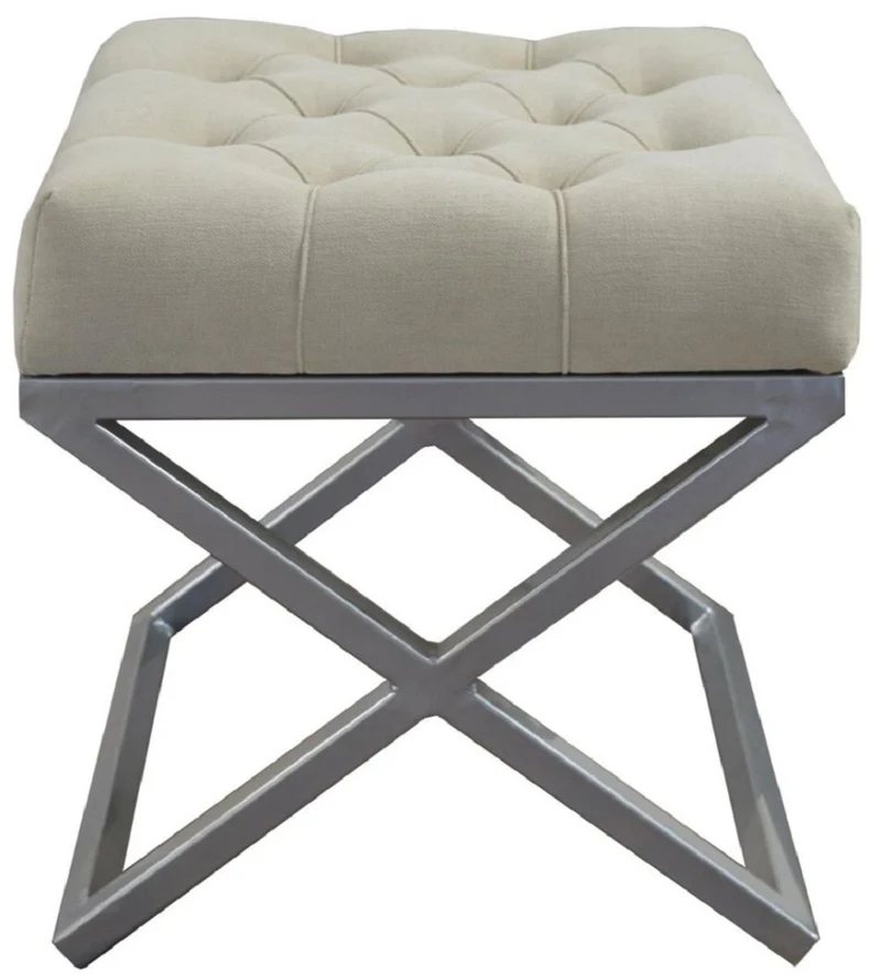 Casa Padrino Luxus Hocker / Kreuzhocker 45 x 45 x H. 47 cm - Verschiedene Farben - Chesterfield Sitzhocker