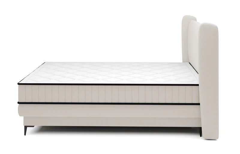 Kontinentalbett 140x200 cm Daliano mit Stauraum, cremefarbener Samt