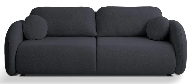 Dreisitziges ausklappbares Sofa Ovally mit Stauraum, dunkelgrauer Chenillestoff