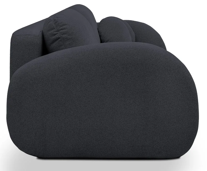 Dreisitziges ausklappbares Sofa Ovally mit Stauraum, dunkelgrauer Chenillestoff