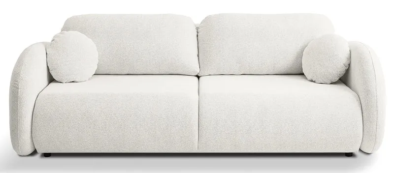 Dreisitziges ausklappbares Sofa Ovally mit Stauraum, cremefarbenes Chenille