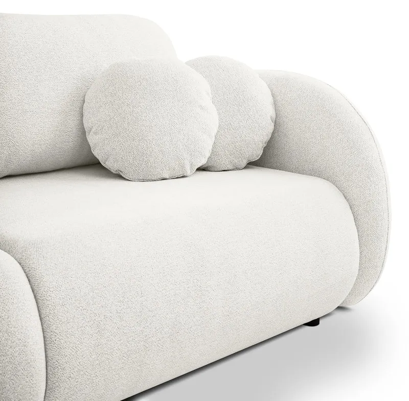 Dreisitziges ausklappbares Sofa Ovally mit Stauraum, cremefarbenes Chenille