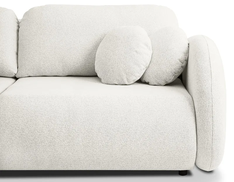 Dreisitziges ausklappbares Sofa Ovally mit Stauraum, cremefarbenes Chenille