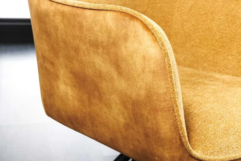 Eleganter Drehstuhl FLORENZ senfgelb Samt Strukturstoff