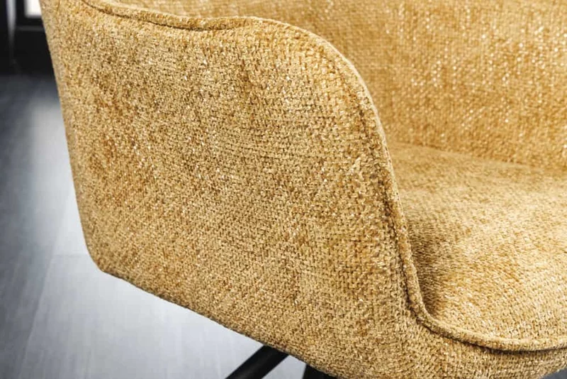 Eleganter Drehstuhl FLORENZ gold-gelb Strukturstoff Metallgestell